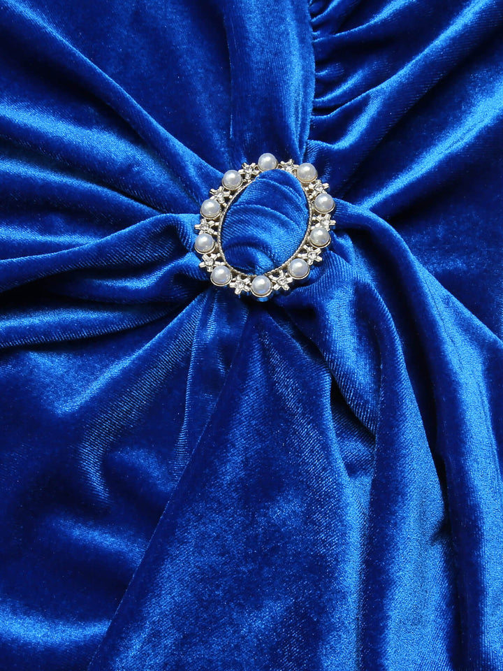 Dark Blue 1960s V-Neck Pleated Velvet Dress, vintage dress, retro fashion - perfect for women who love vintage and retro fashion