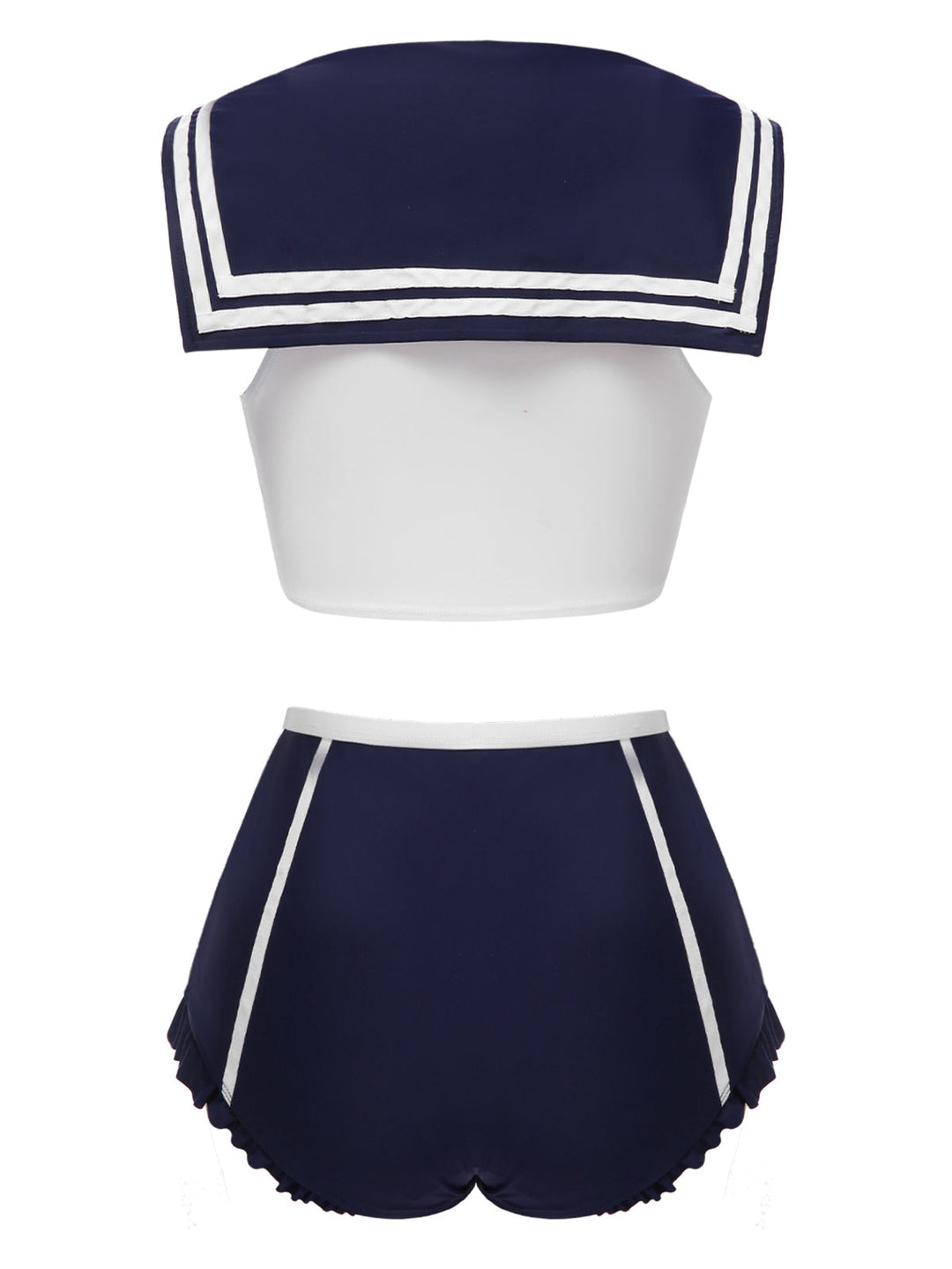 Dark Blue Sailor Collar Bow Swimsuit — poolside glamour meets sun-drenched confidence
