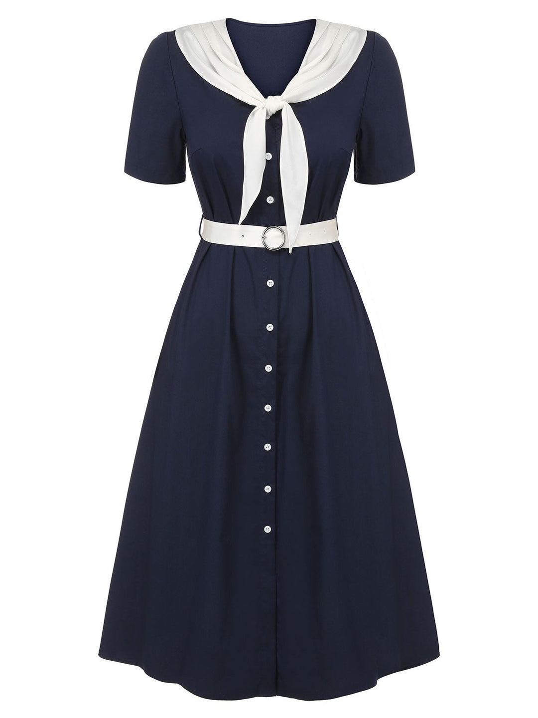 Dark Blue &amp; White 1940s Sailor Collar Dress, vintage dress, retro fashion - perfect for women who love vintage and retro fashion