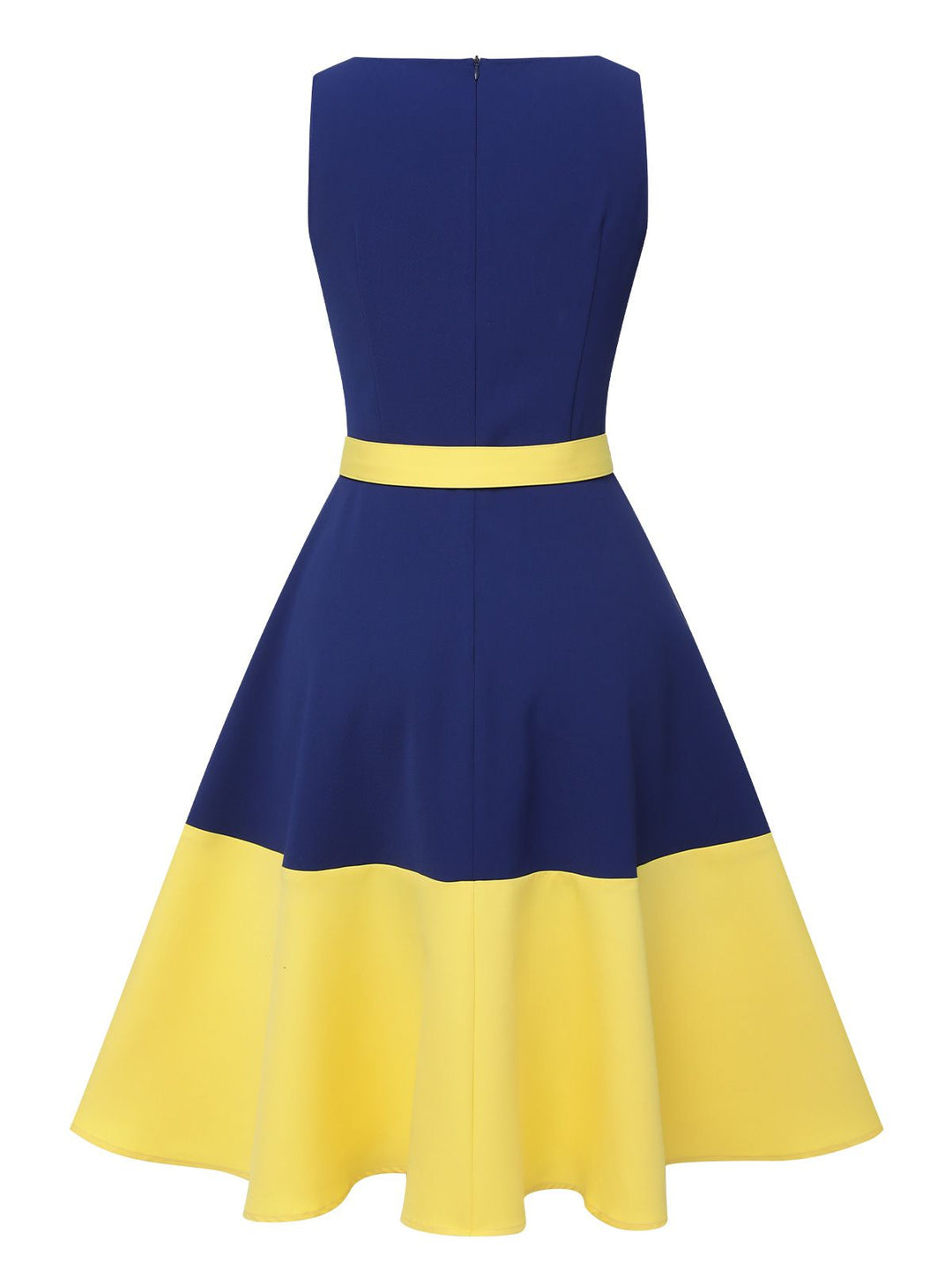 Dark Blue &amp; Yellow 1950s Solid Boat Neck Dress, vintage dress, retro fashion, rockabilly, pin-up fashion - perfect for women who love vintage and retro fashion