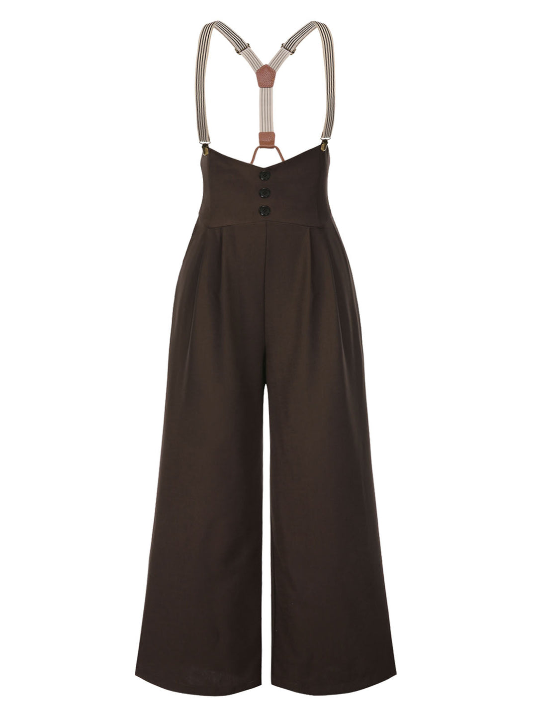 Dark Brown 1950s Button Suspender Pants - vintage fashion, style