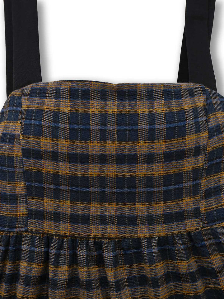 Dark Coffee 1950s Bow Strap Plaid Dress - vintage dress, retro fashion, rockabilly