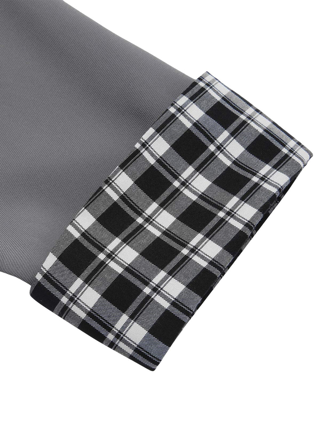 Dark Gray 1950s Lapel Rolled Sleeve Plaid Short Coat, vintage coat, outerwear - perfect for women who love vintage and fashion