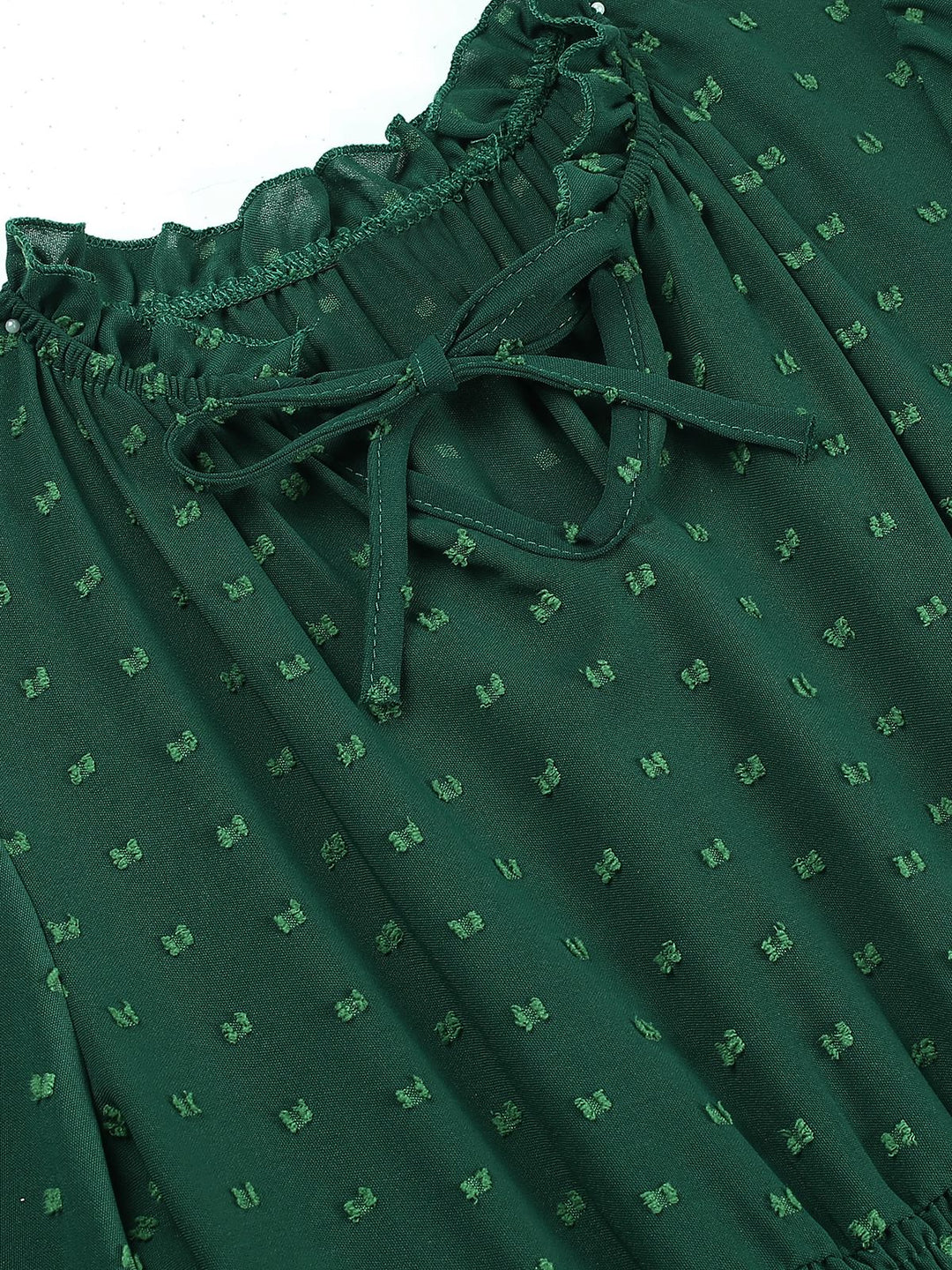 Dark Green 1940s Lantern Sleeve Ruffles Dress — the kind of 1940s dress that makes strangers smile