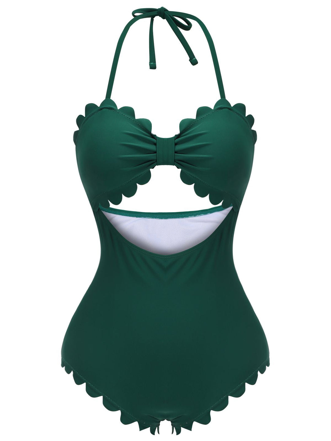 Dark Green 1940s Solid Halter One-piece Swimsuit, vintage swimsuit, pin-up swimwear - perfect for women who love vintage and retro fashion