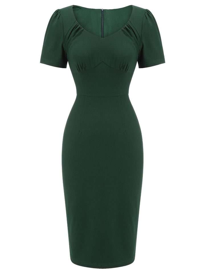 Dark Green 1940s Solid Wrap Dress — vintage elegance for the modern woman