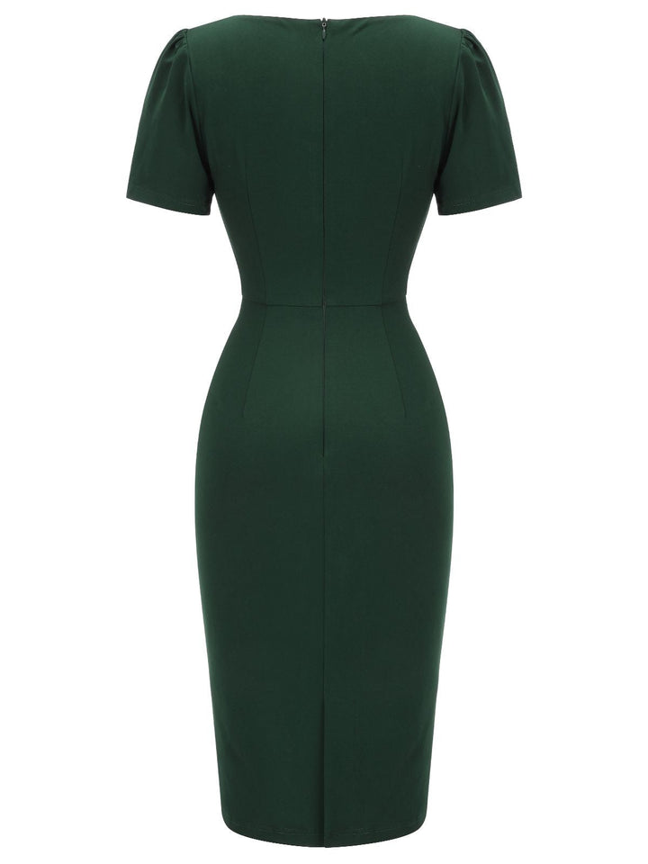 Dark Green 1940s Solid Wrap Dress — vintage elegance for the modern woman