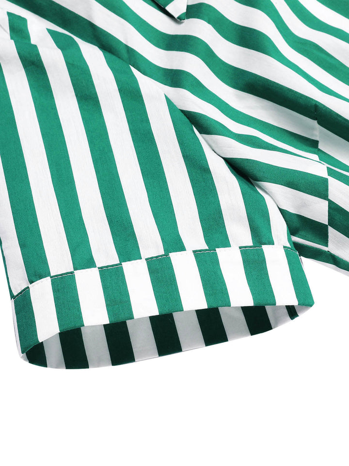 Dark Green 1950s Tie Neck Striped Dress, vintage dress, retro fashion, rockabilly, pin-up fashion - perfect for women who love vintage and retro fashion