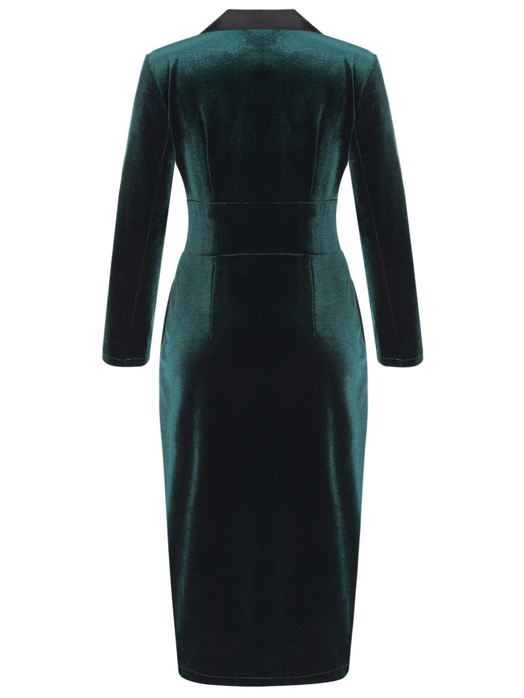 Dark Green 1960s Lapel Button Velvet Dress — vintage elegance for the modern woman