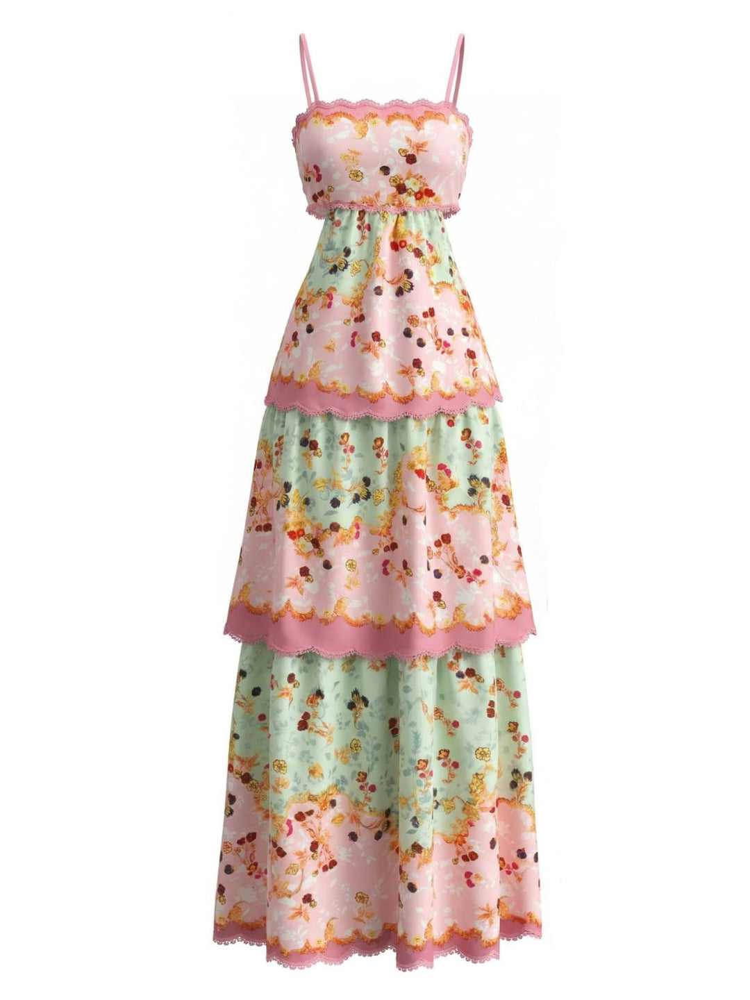 Dark Pink 1930s Floral Tiered Maxi Dress: beautiful vintage dress, retro fashion, elegant style with timeless appeal