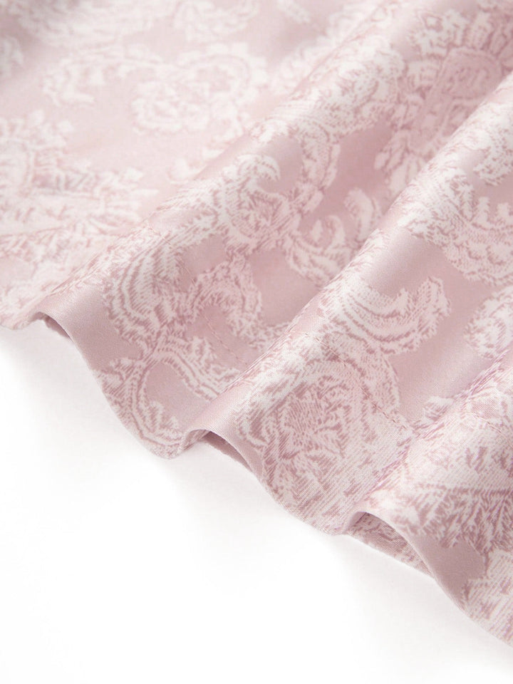 Dark Pink 1950s Floral Square Neck Dress 4