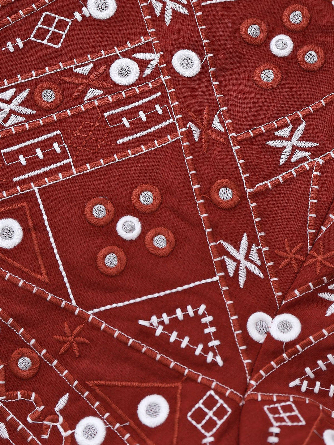Dark Red 1970s Embroidered Boho Shorts - vintage fashion, retro style, elegant red