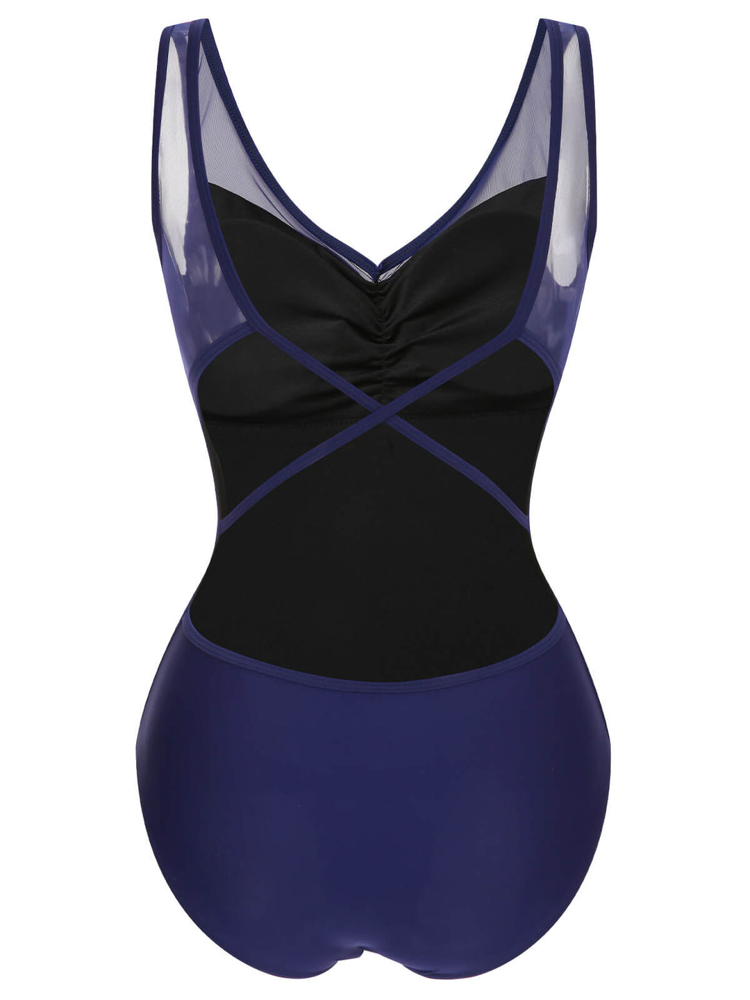 Deep Blue 1930s Solid Back Cross Swimsuit, vintage swimsuit, pin-up swimwear - perfect for women who love vintage and retro fashion