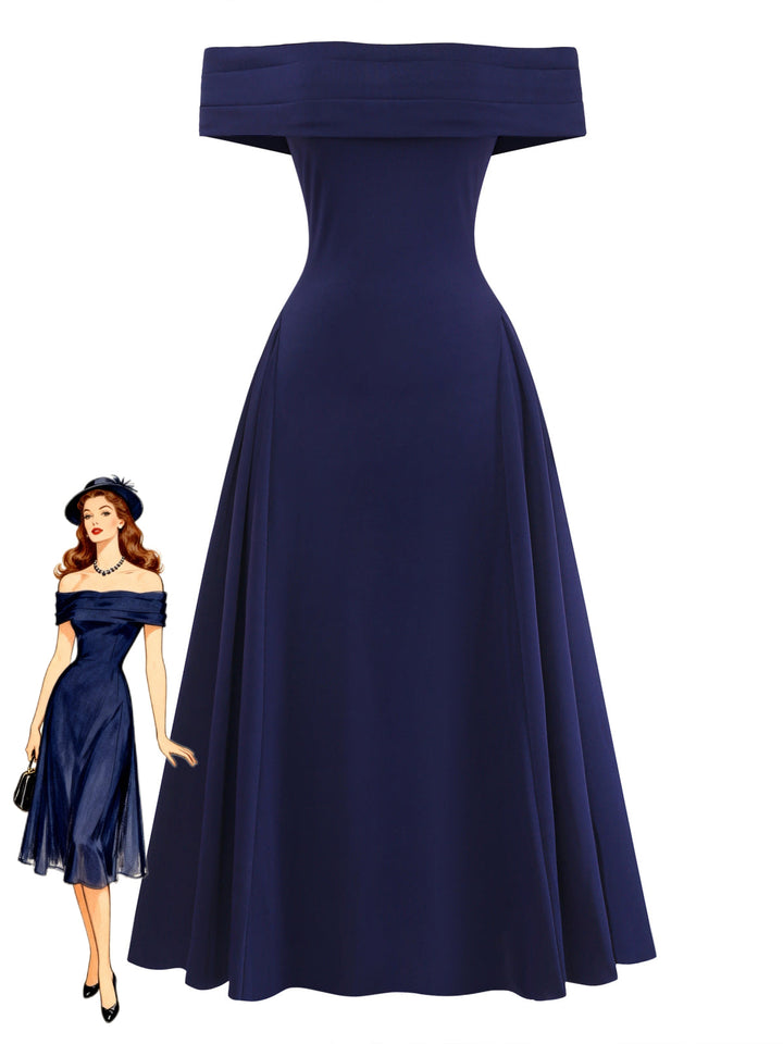 Deep Blue 1950s Vintage Retro Dress