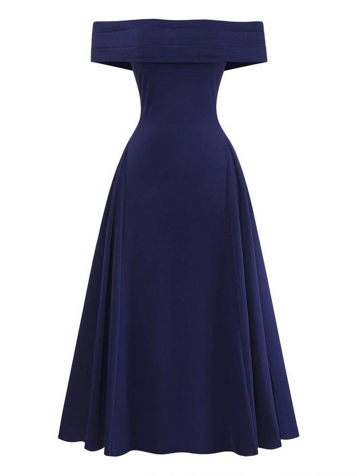 Deep Blue 1950s Vintage Retro Dress 3