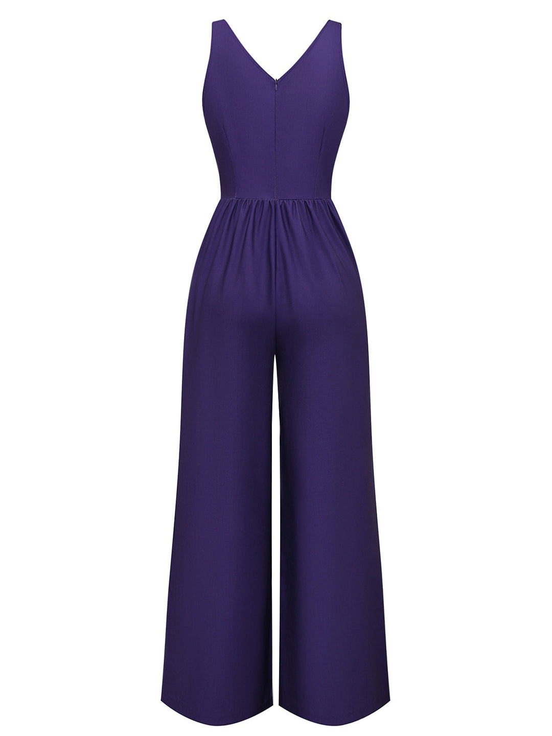 Deep Purple 1970s V-Neck Floral Boho Jumpsuit - vintage jumpsuit, retro fashion