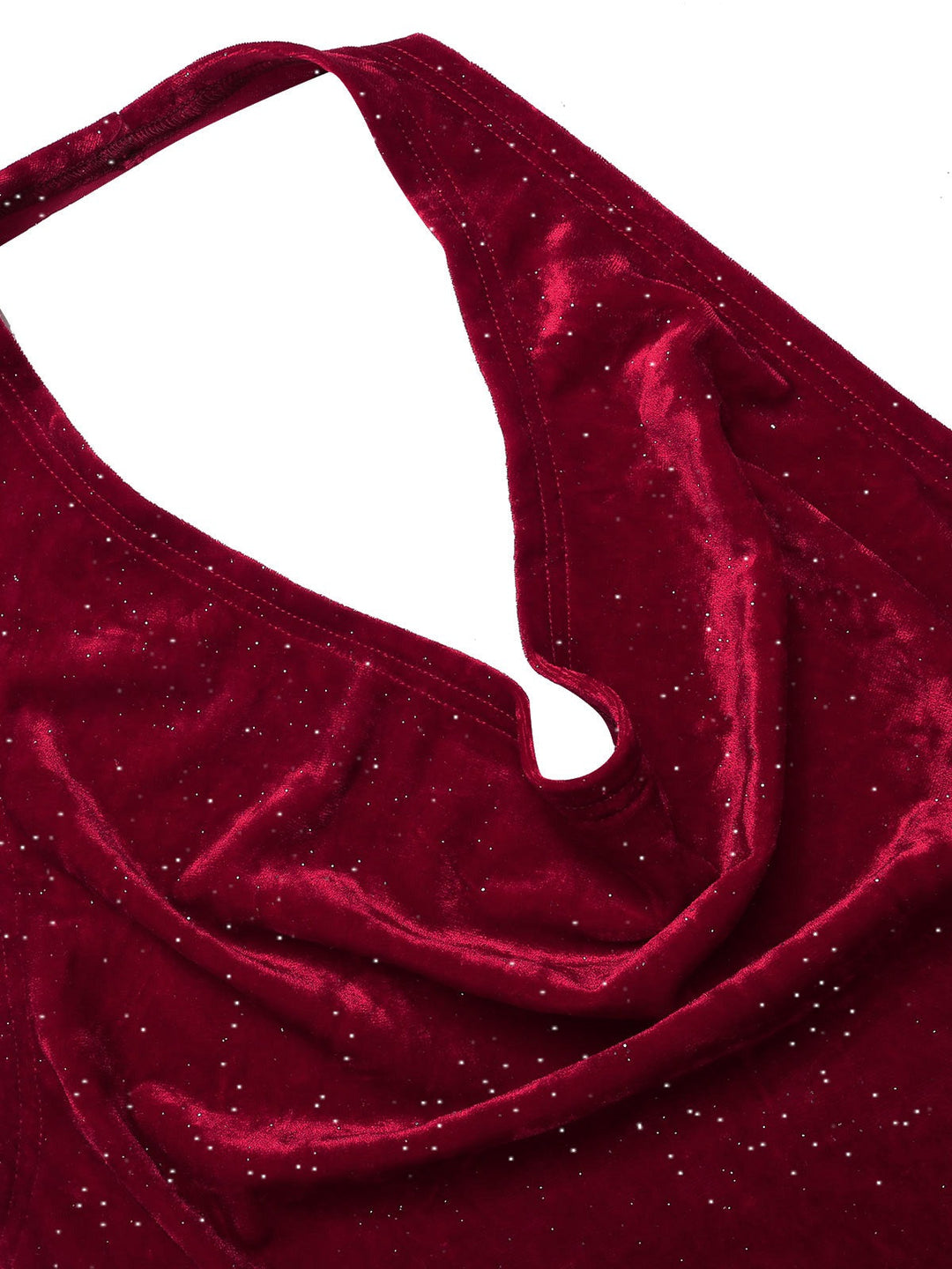 She slips into this Deep Red 1930s Glitter Cowl Neck Mermaid Dress and suddenly it&