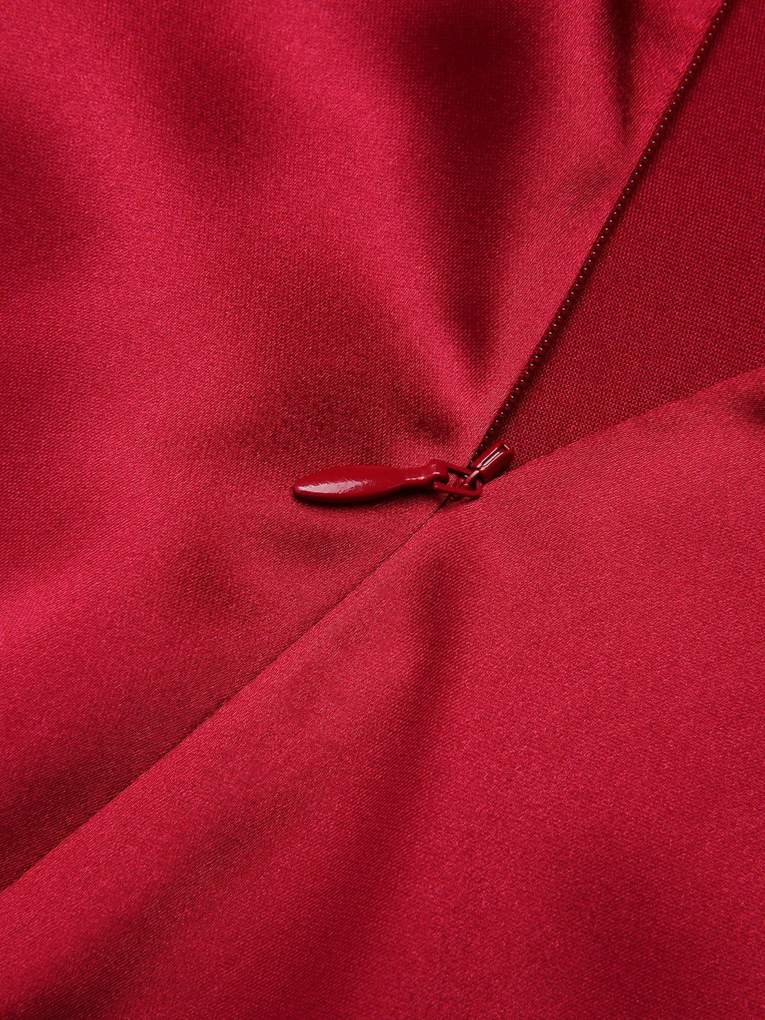 Deep Red 1930s Solid Bow Decor Fishtail Dress, vintage dress, retro fashion - perfect for women who love vintage and retro fashion