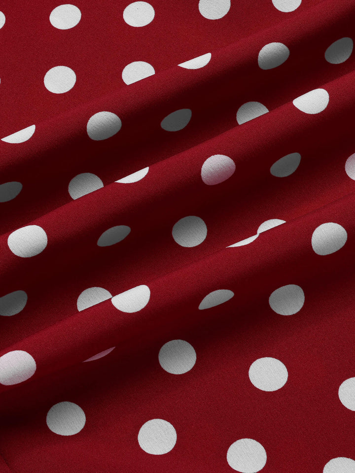 Deep Red 1940s Polka Dot Straps Jumpsuit, vintage romper, retro jumpsuit - perfect for women who love vintage and retro fashion