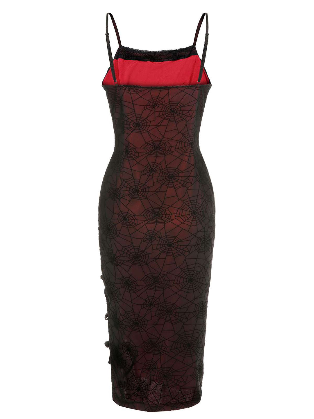 Deep Red 1960s Halloween Spider Web Dress — vintage elegance for the modern woman