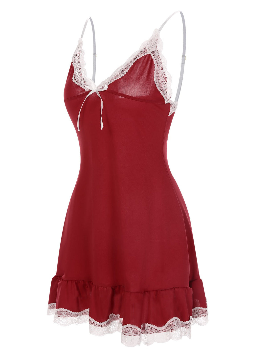 Deep Red Spaghetti Straps Lace Nightgown, vintage fashion, retro style - perfect for women who love vintage and retro fashion