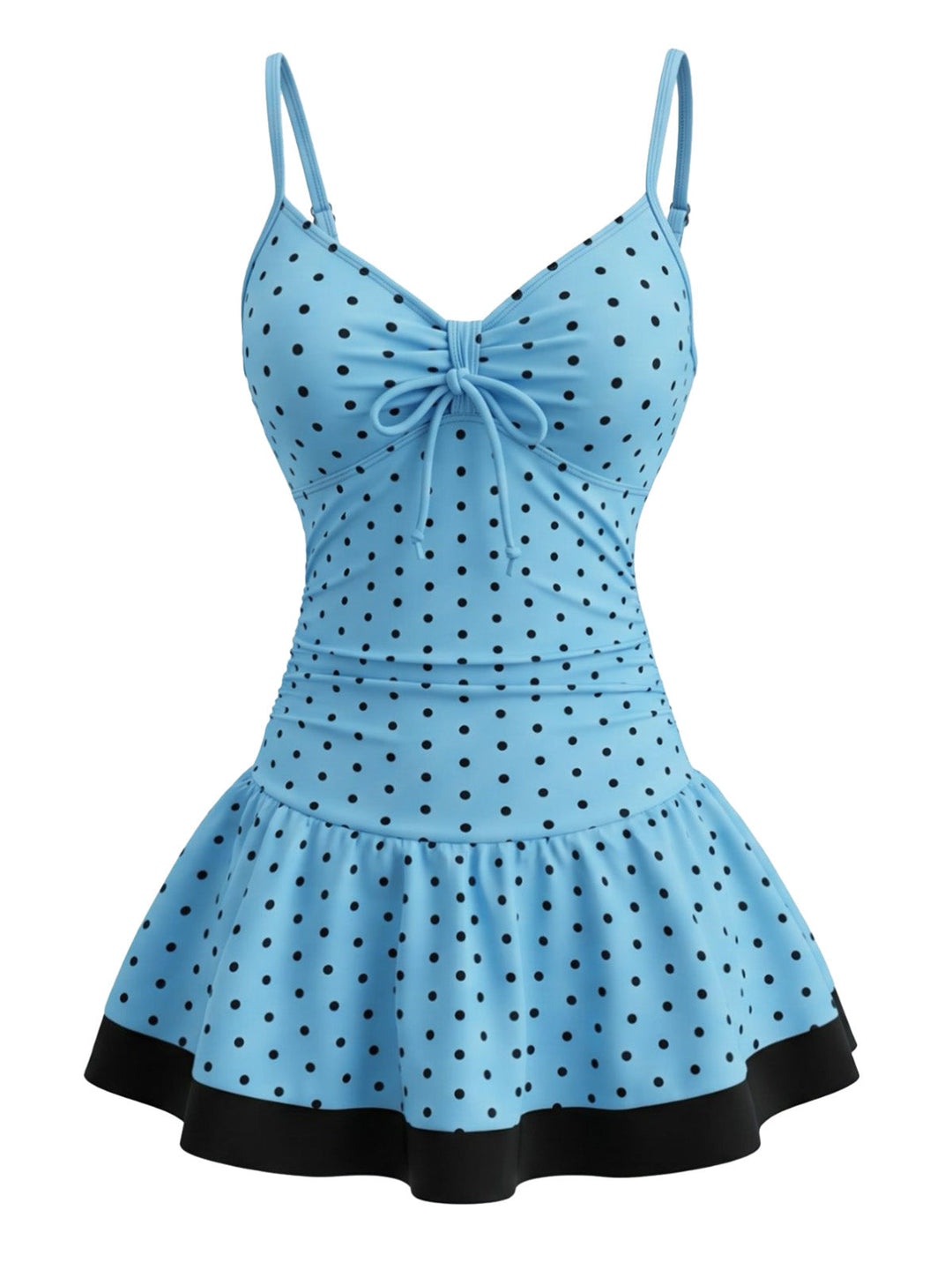Deep Sky Blue Polka Dot One Piece Swimsuit, vintage swimsuit, swimwear - perfect for women who love vintage and retro fashion