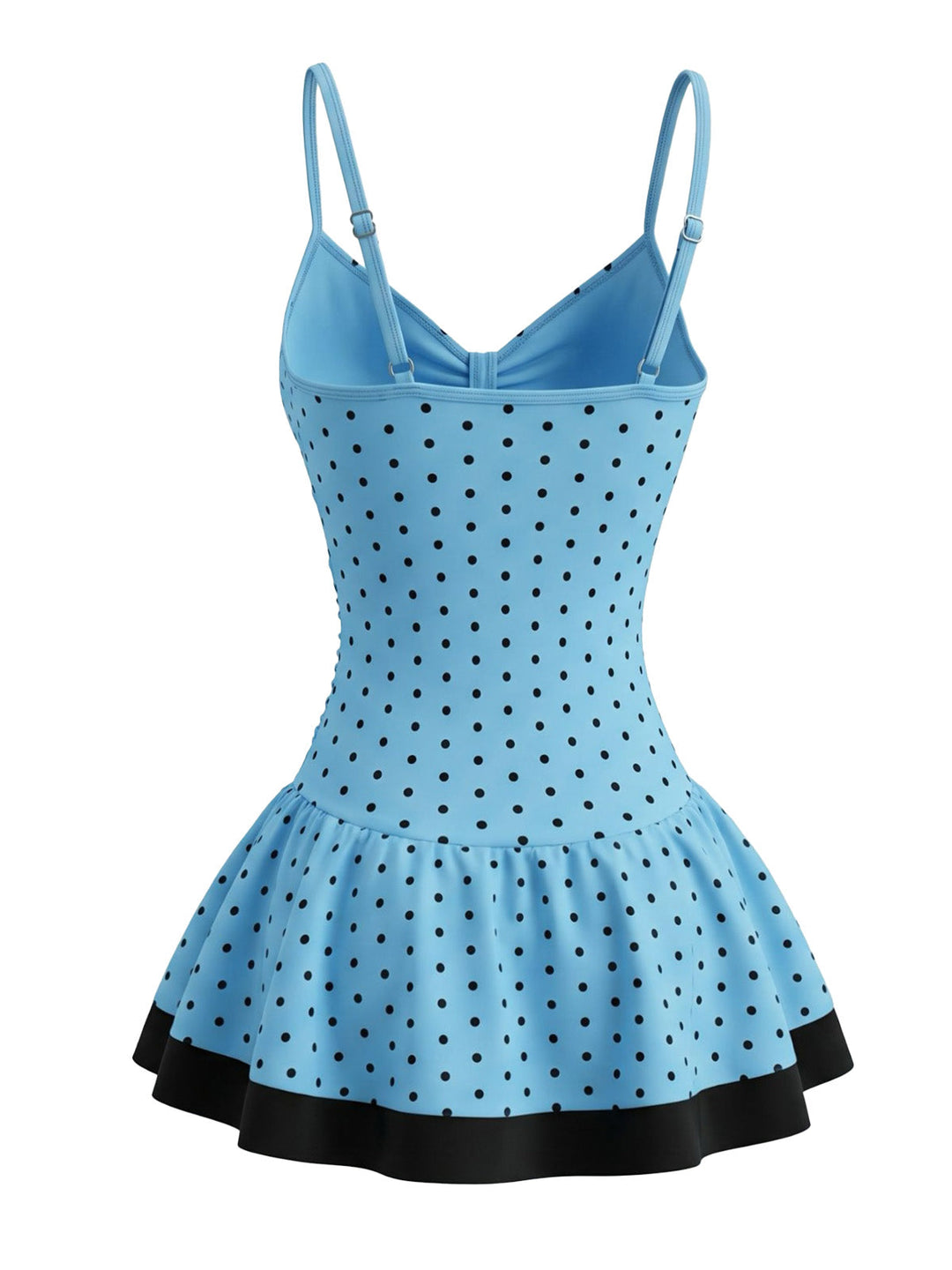Deep Sky Blue Polka Dot One Piece Swimsuit, vintage swimsuit, swimwear - perfect for women who love vintage and retro fashion