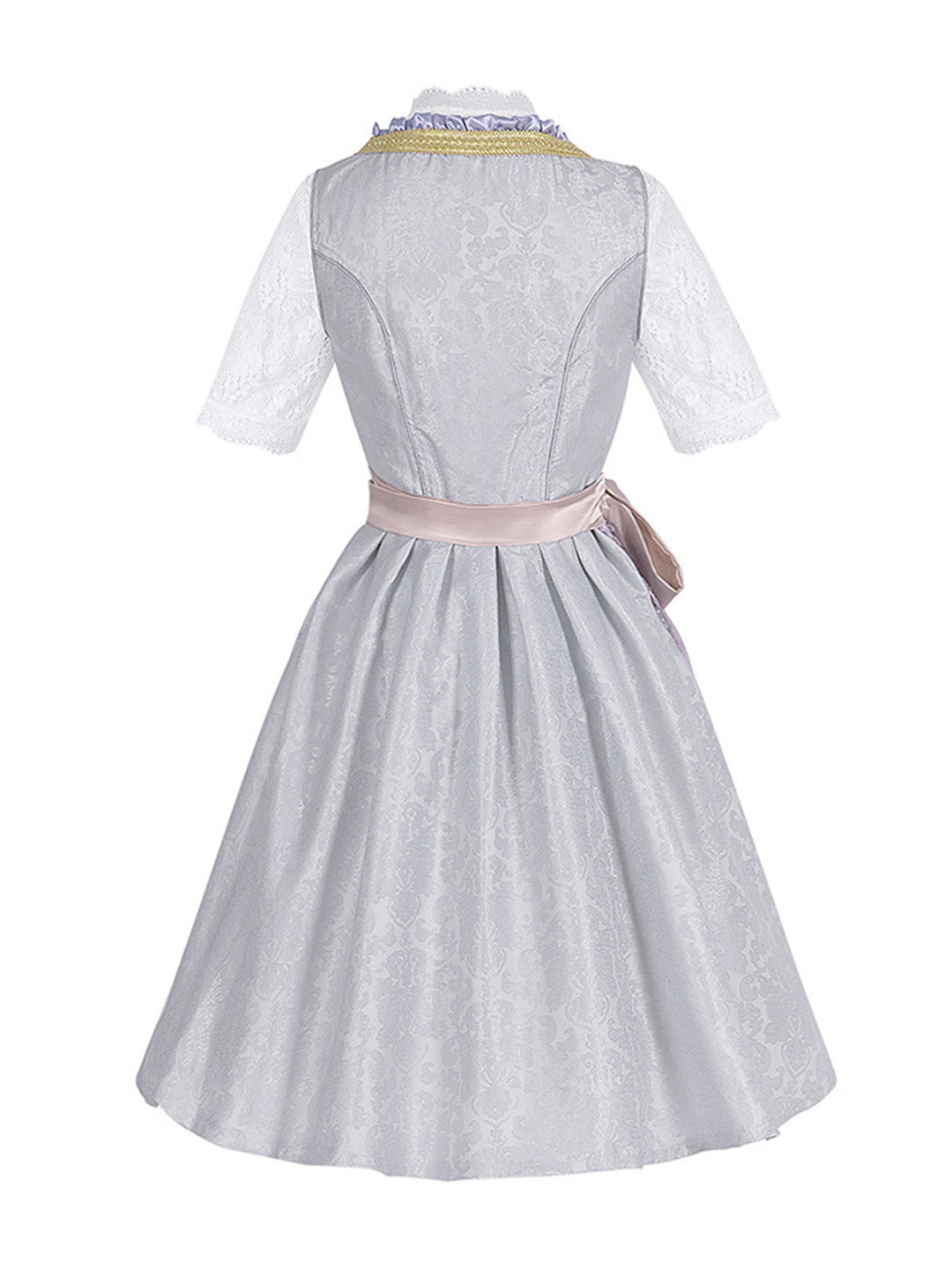 3PCS Gray 1950s Ethnic Floral Lace Top &amp; Lace-Up Dress - vintage dress, retro fashion, rockabilly