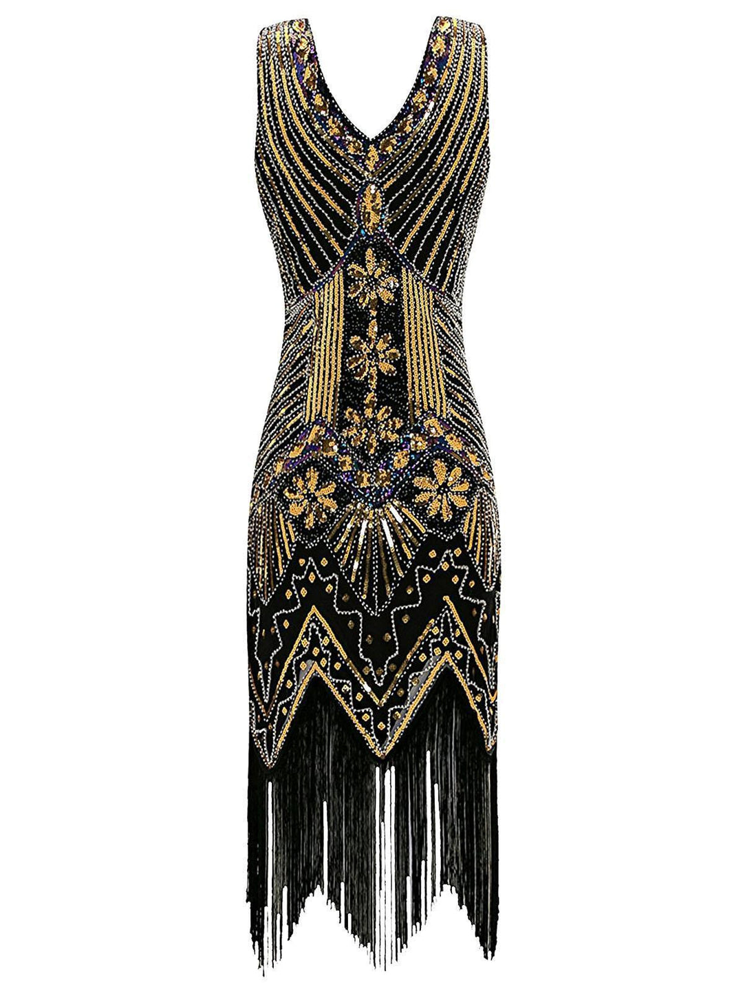 Gold 1920s Sequined Flapper Dress: elegant vintage style
