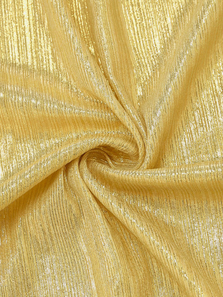 Gold 1980s Metallic Wrap Bow Detail Cover Up - vintage fashion, retro style, glamorous gold