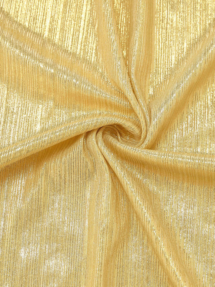 Gold 1980s Ruched Pearl Straps One-Piece Swimsuit - vintage swimsuit, pin-up style, glamorous gold
