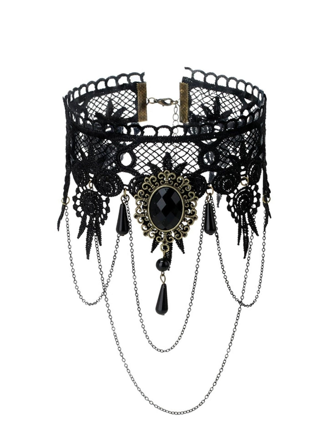 Gothic 3D &amp; Embroidered Lace Choker Necklace - vintage fashion, retro style, elegant red