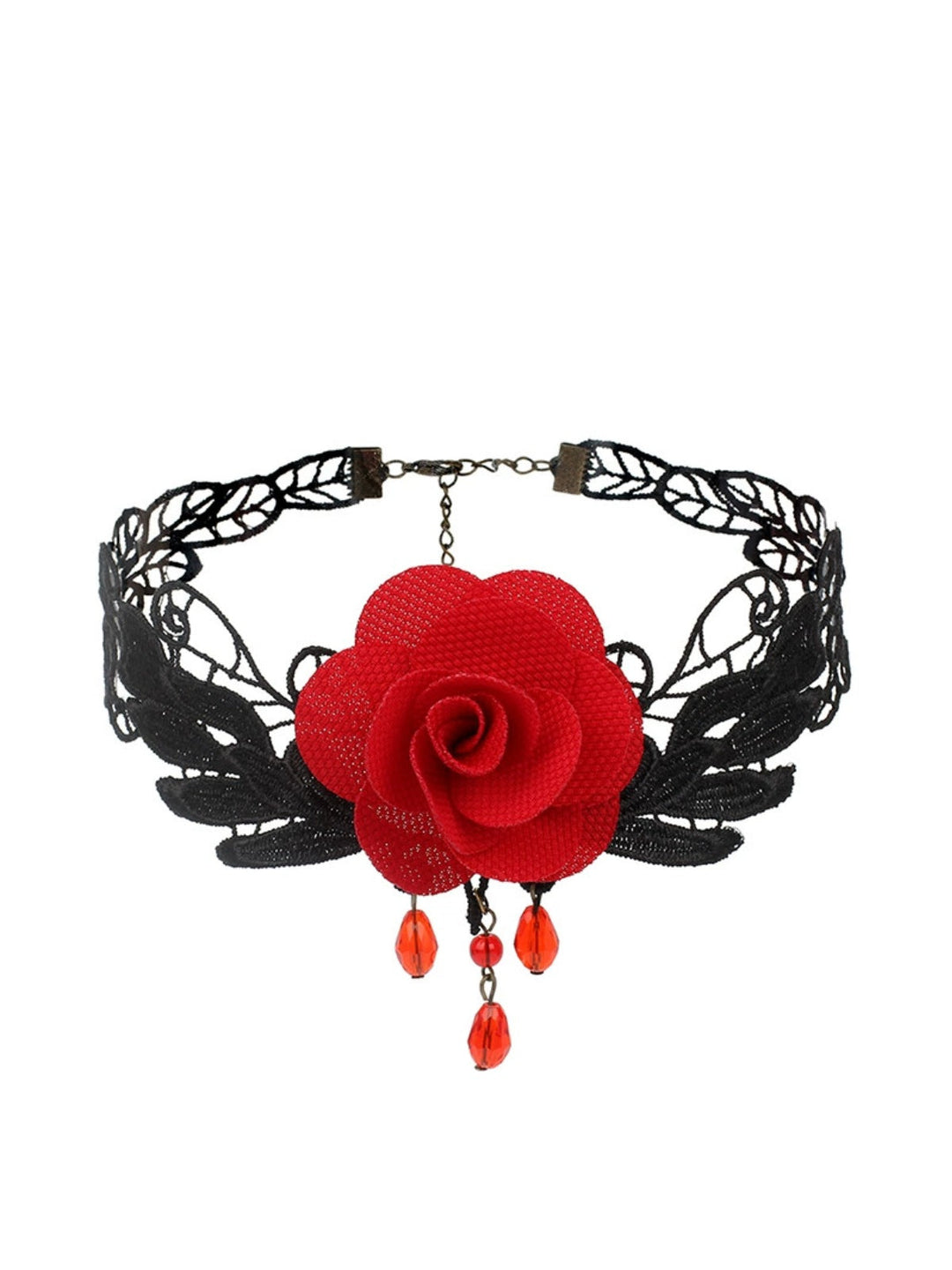 Gothic 3D &amp; Embroidered Lace Choker Necklace - vintage fashion, retro style, elegant red