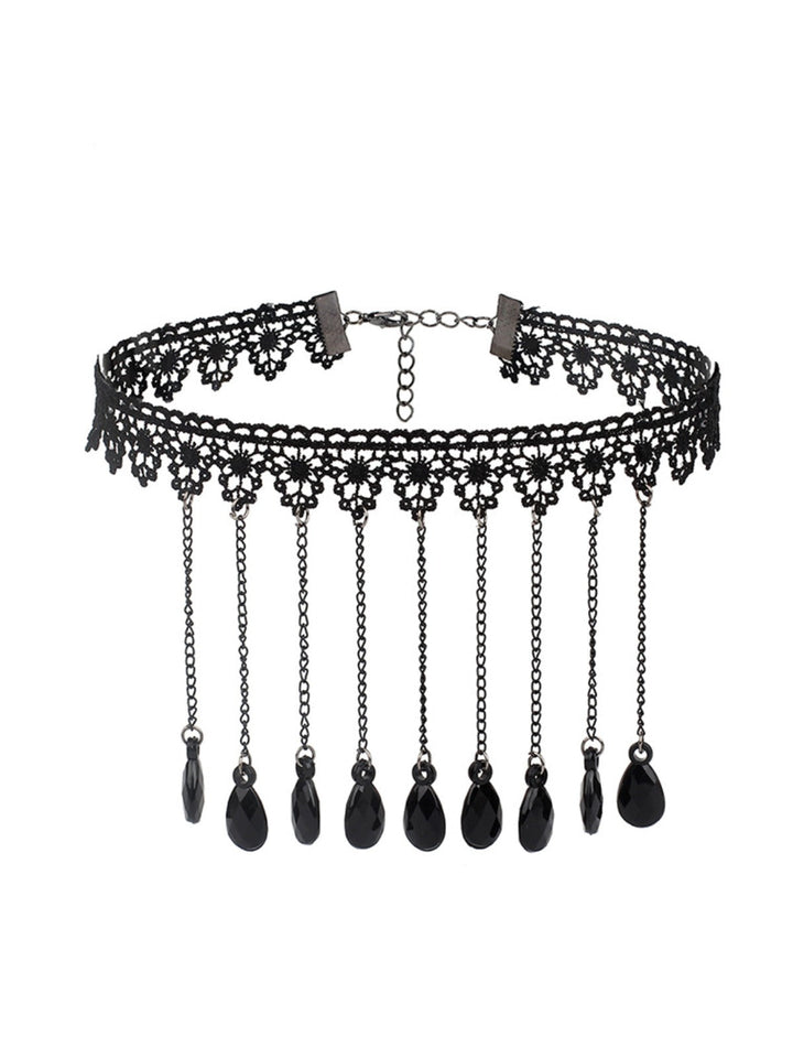 Gothic 3D &amp; Embroidered Lace Choker Necklace - vintage fashion, retro style, elegant red