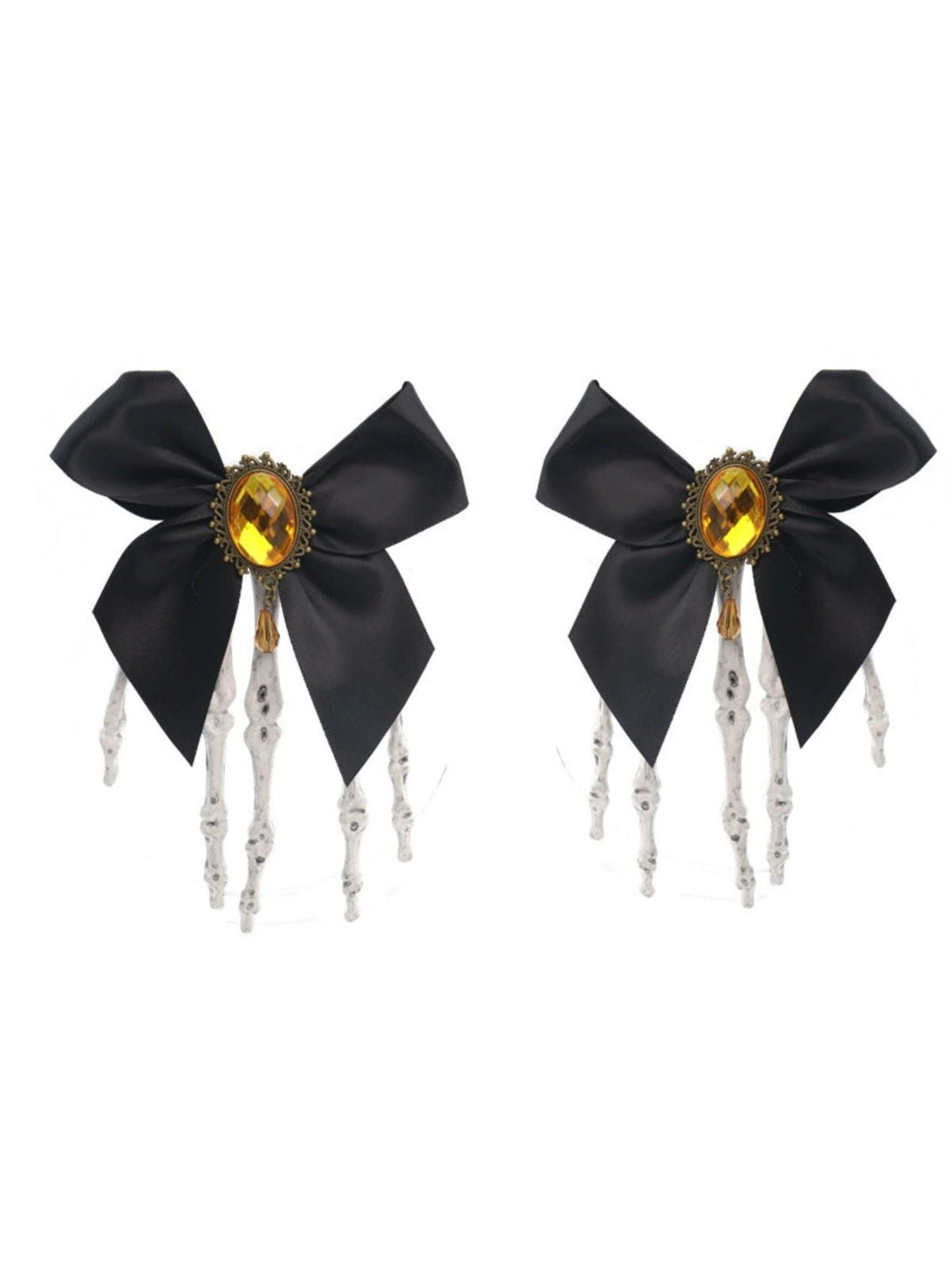 Gothic Bow Skeleton Hand Hair Clip - vintage fashion, retro style