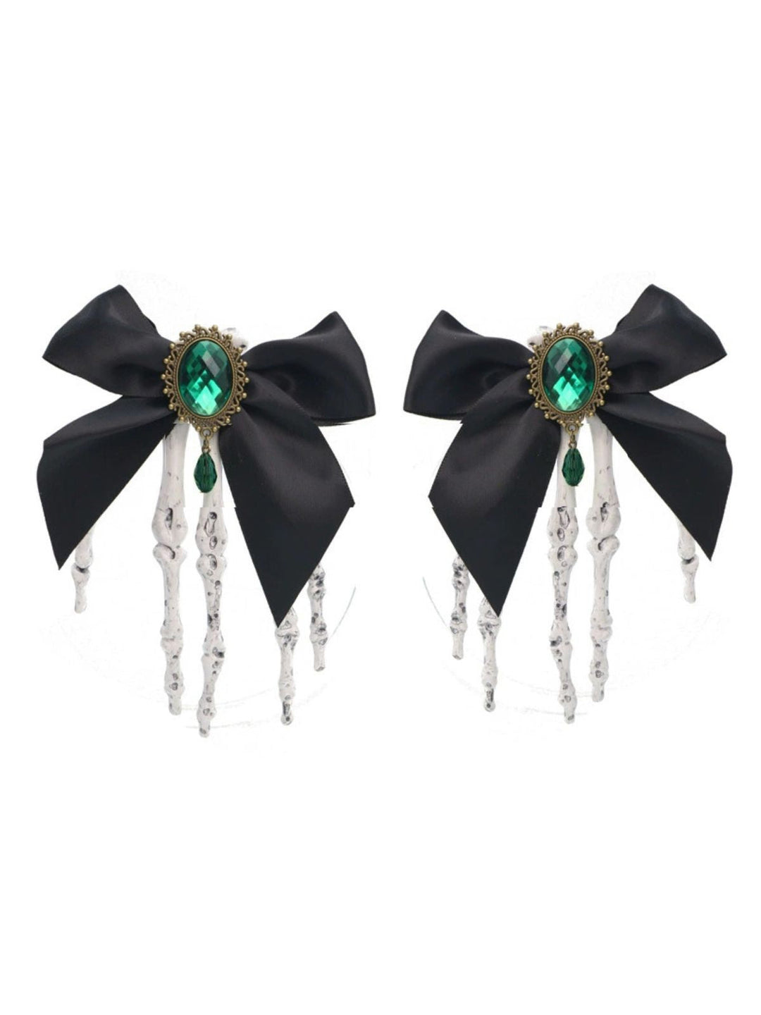 Black Gothic Bow Skeleton Hand Hair Clip, vintage fashion, retro style - perfect for women who love vintage and retro fashion