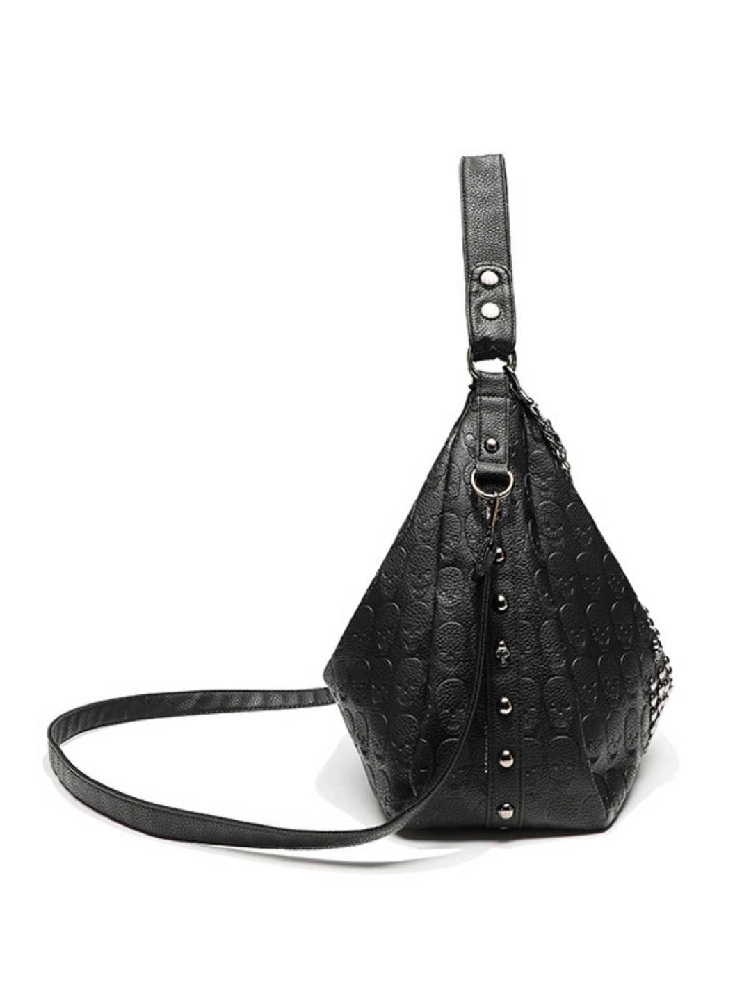 Gothic Skull Studded Chain Hobo Bag - vintage fashion, retro style