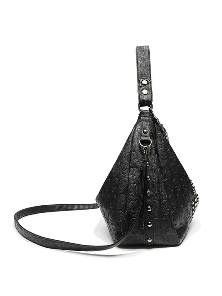 Gothic Skull Studded Chain Hobo Bag - vintage fashion, retro style
