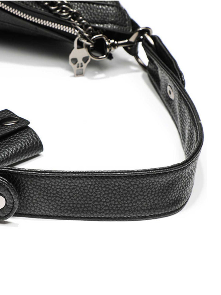 Gothic Skull Studded Chain Hobo Bag - vintage fashion, retro style