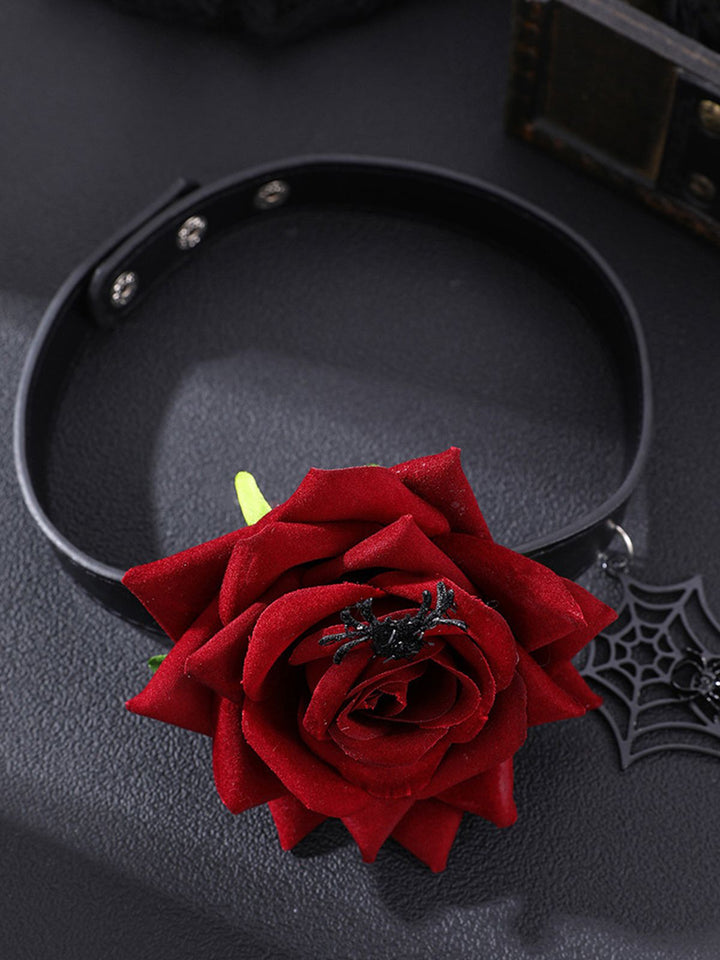 Gothic Spider Web &amp; Rose Choker Collar Necklace, vintage fashion, retro style - perfect for women who love vintage and retro fashion