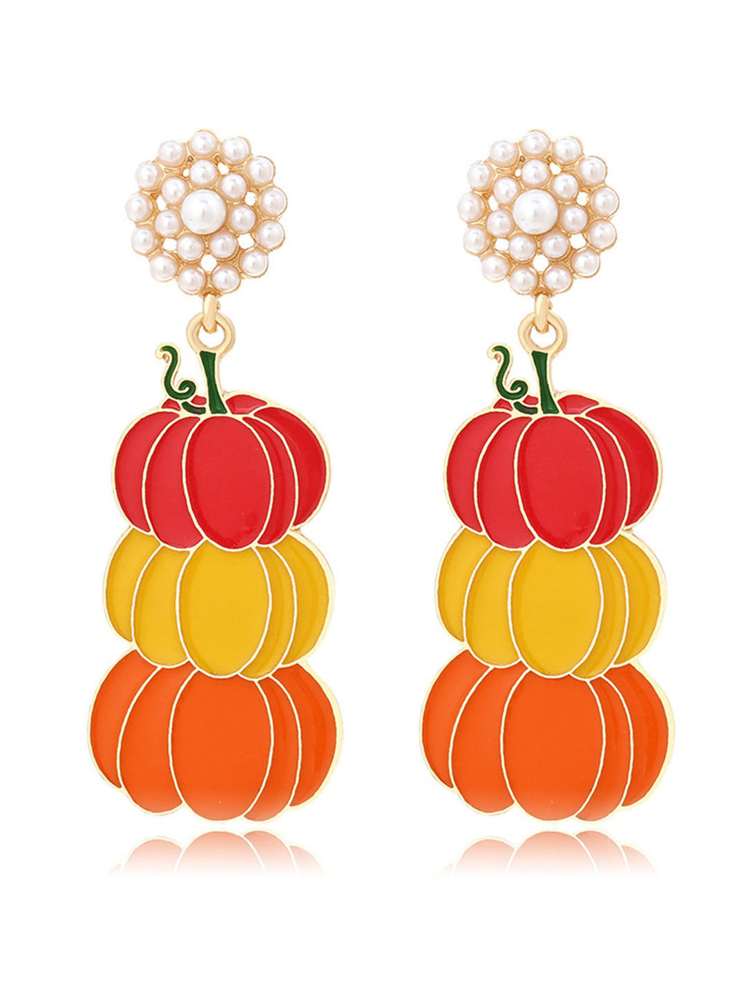She adds this Gradient Pumpkin Pearl Drop Earrings and suddenly it&
