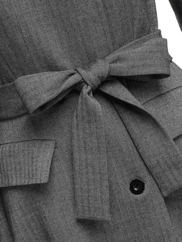 Gray 1930s Faux Fur Lapel Collar Coat - vintage fashion, style