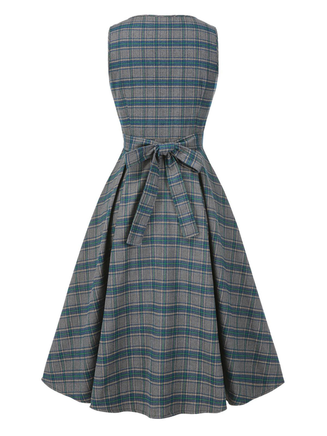 2PCS Gray 1950s Plaid Ruffled Dress &amp; Cotton Blouse, vintage dress, retro fashion, rockabilly, pin-up fashion - perfect for women who love vintage and retro fashion