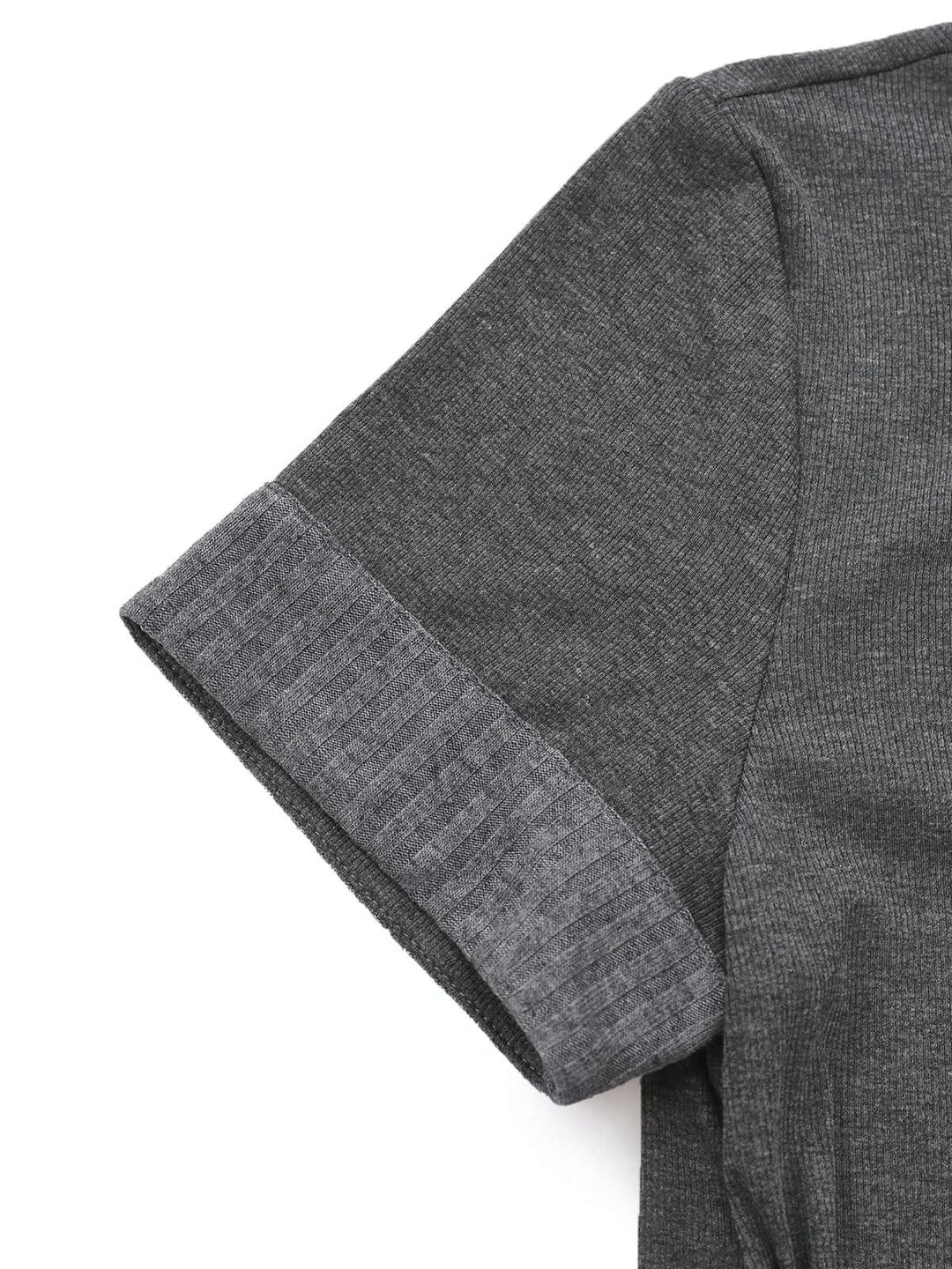 Gray 1970s Knitted Leather Buckle Pleated Dress - vintage dress, retro fashion