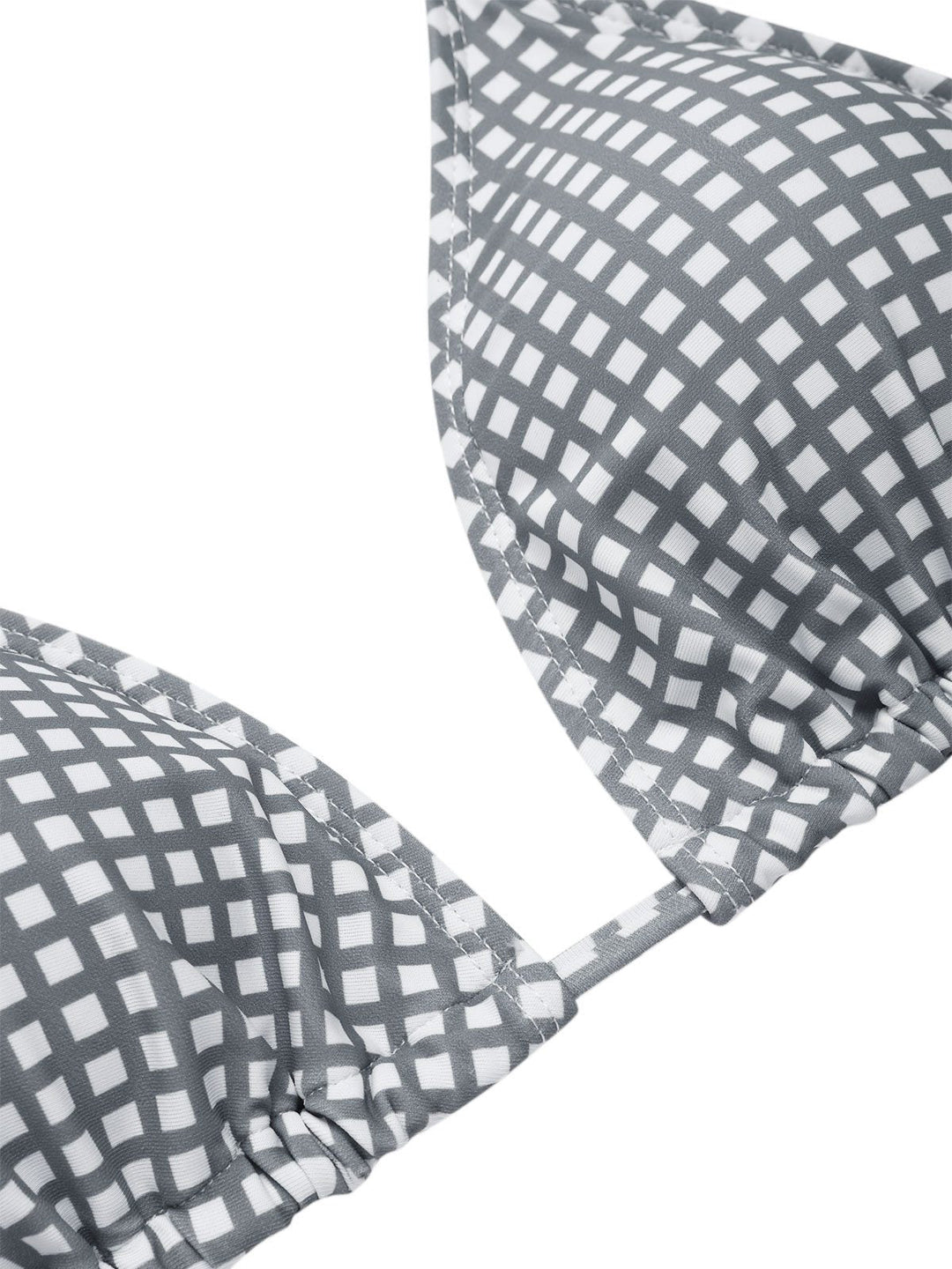 Gray &amp; White 1940s Gingham Plaid Bow Halter Swimsuit — 1940s poolside glamour meets sun-drenched confidence