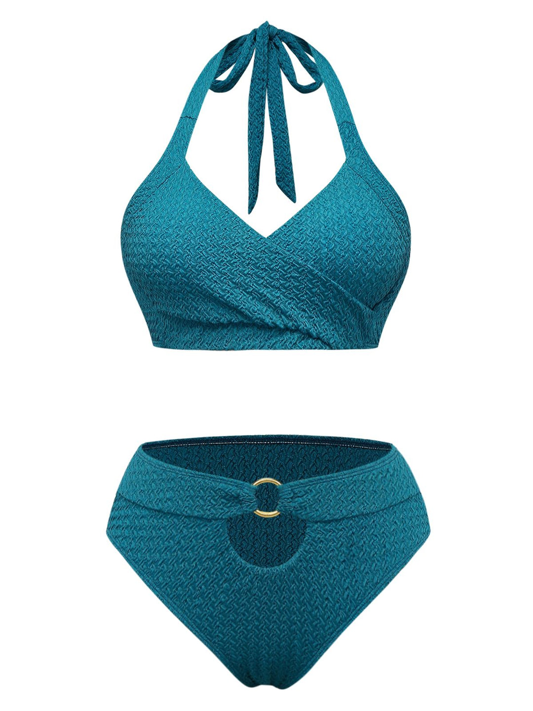 Green 1930s Cut-out Halter Lace-up Bikini Set - vintage fashion, retro style
