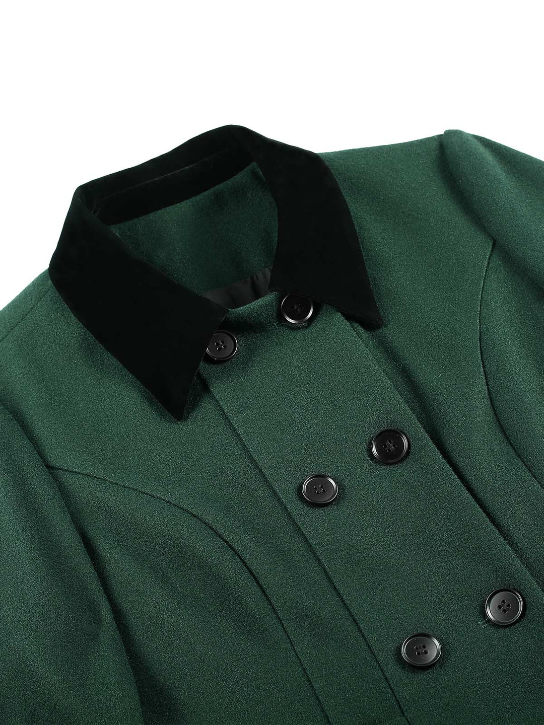 Green 1930s Double-Breasted Belted Coat With Cape - vintage fashion, style