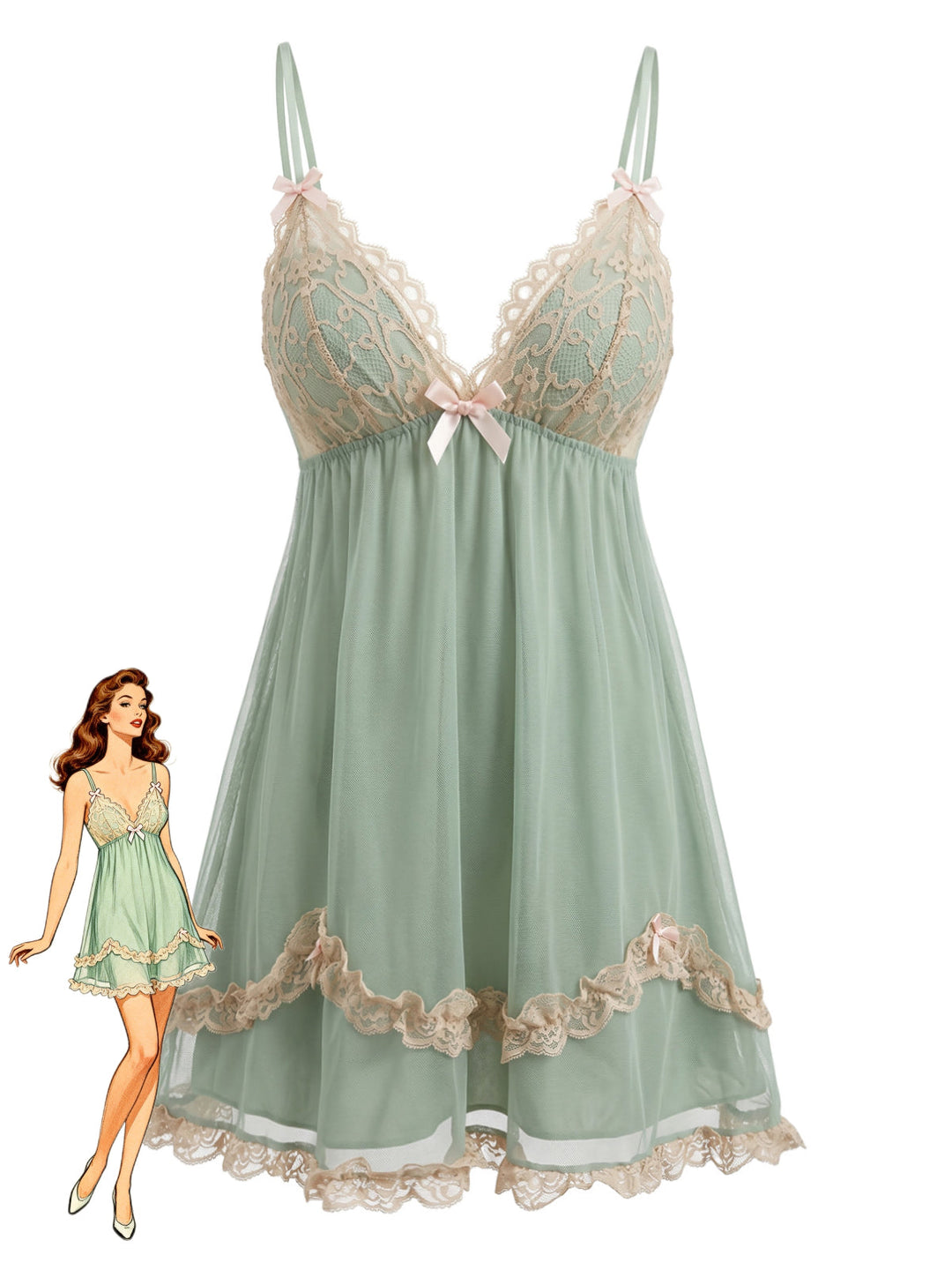 Green Vintage Retro Nightgown