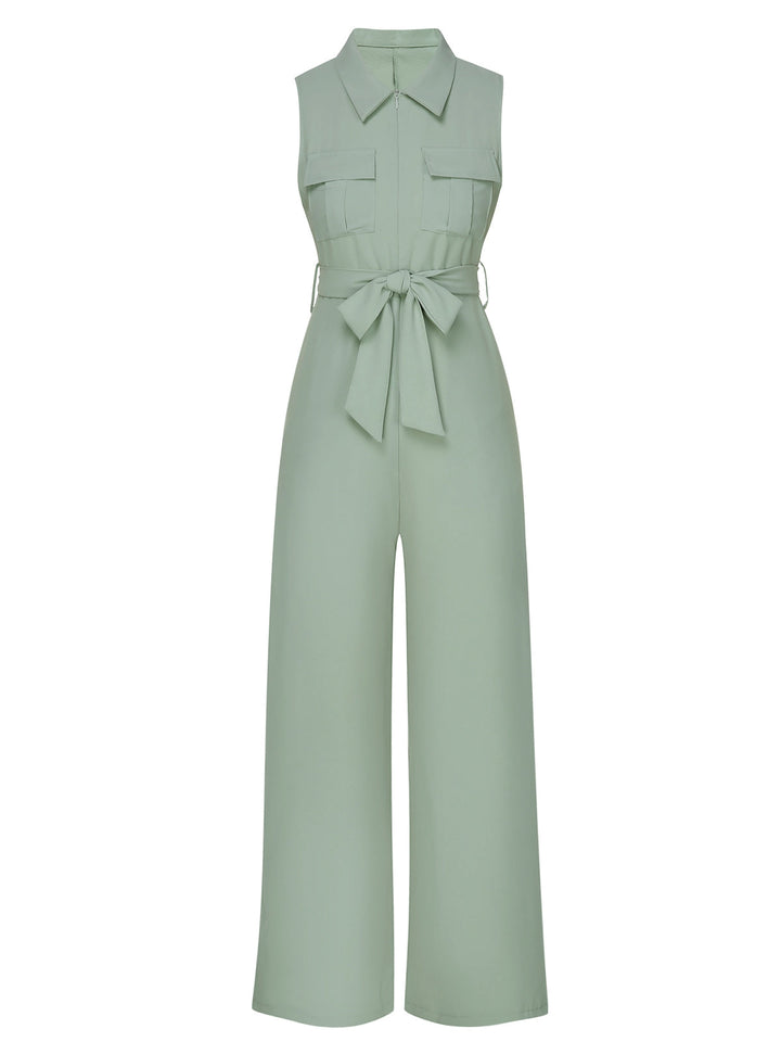 Green 1930s Shirt Collar Belted Jumpsuit, vintage romper, retro jumpsuit - perfect for women who love vintage and retro fashion