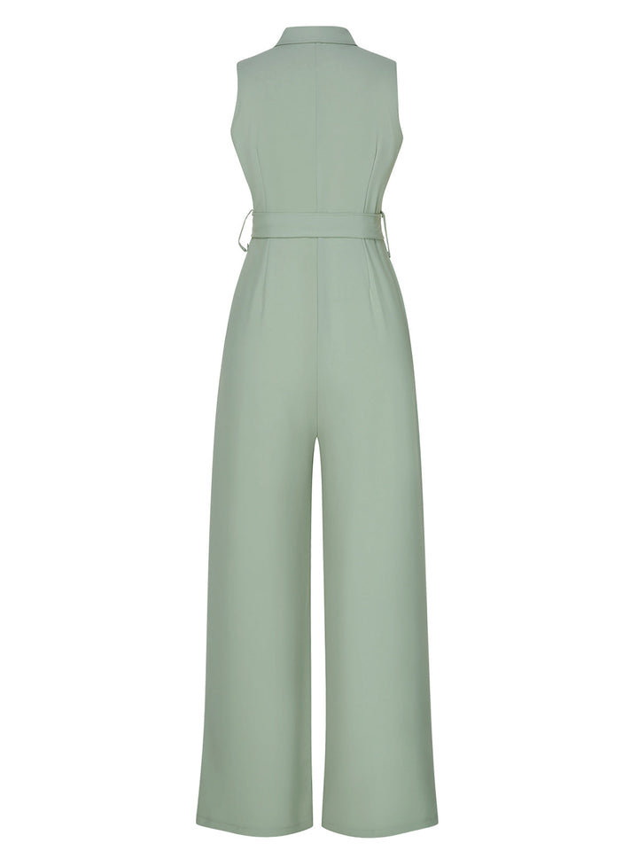 Green 1930s Shirt Collar Belted Jumpsuit, vintage romper, retro jumpsuit - perfect for women who love vintage and retro fashion